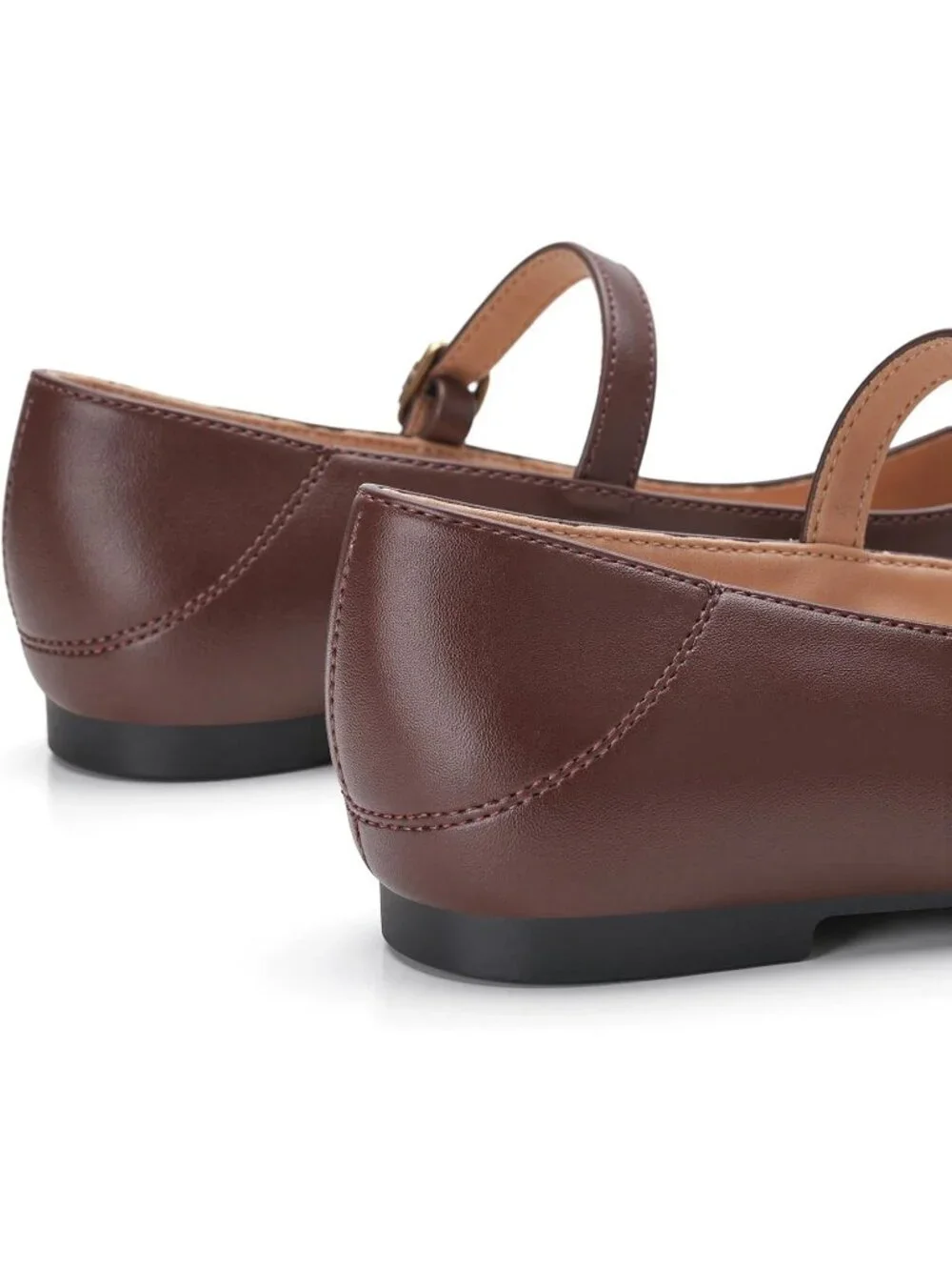 Women's Coffee Ballet Flats Round Toe Comfort Straps Memory Foam Dressy Shoes